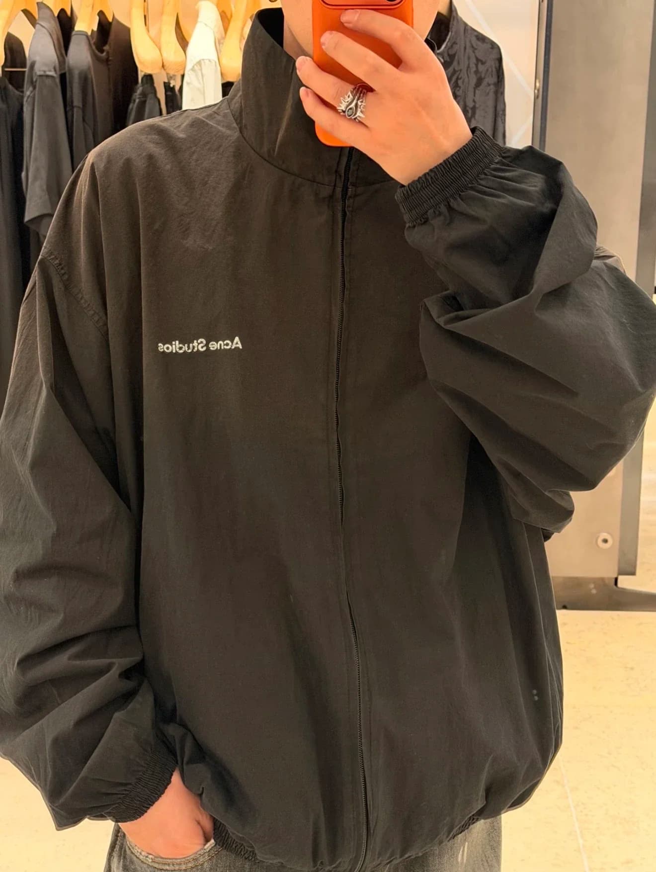 SA Made Black Nylon Full Zip Track Jacket