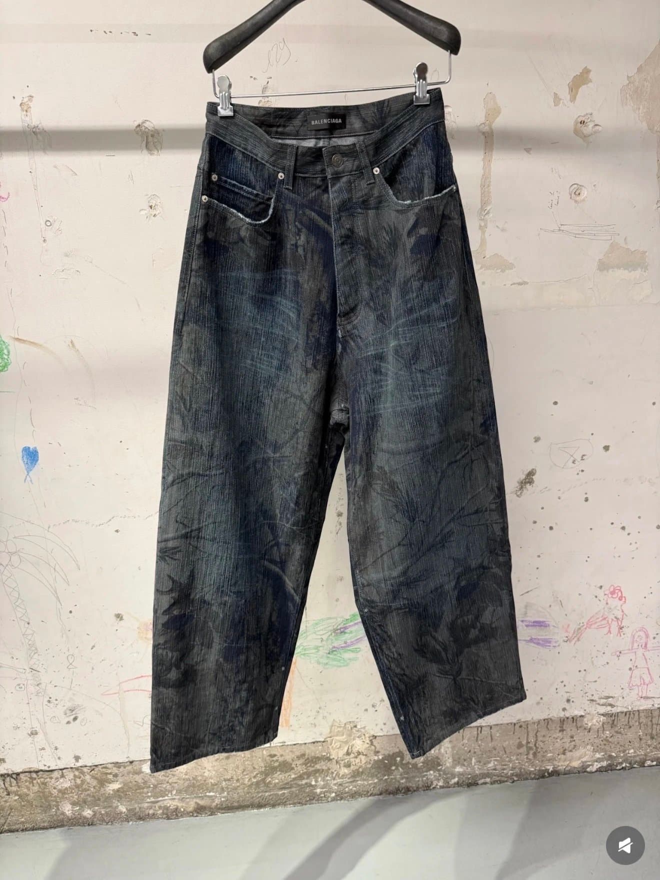 SA Made Dark Blue Denim Printed Jeans