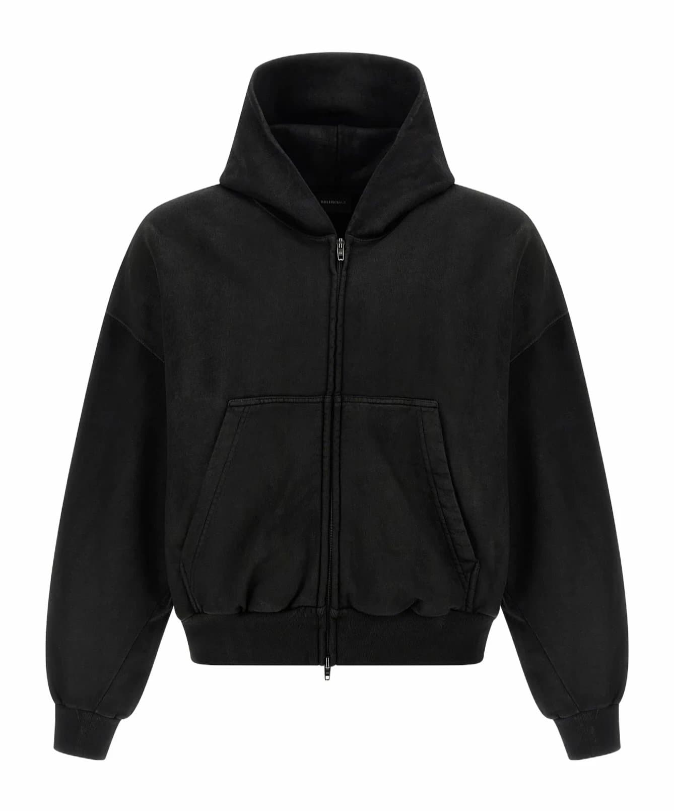 SA Made Black Cotton Zip Up Hoodie