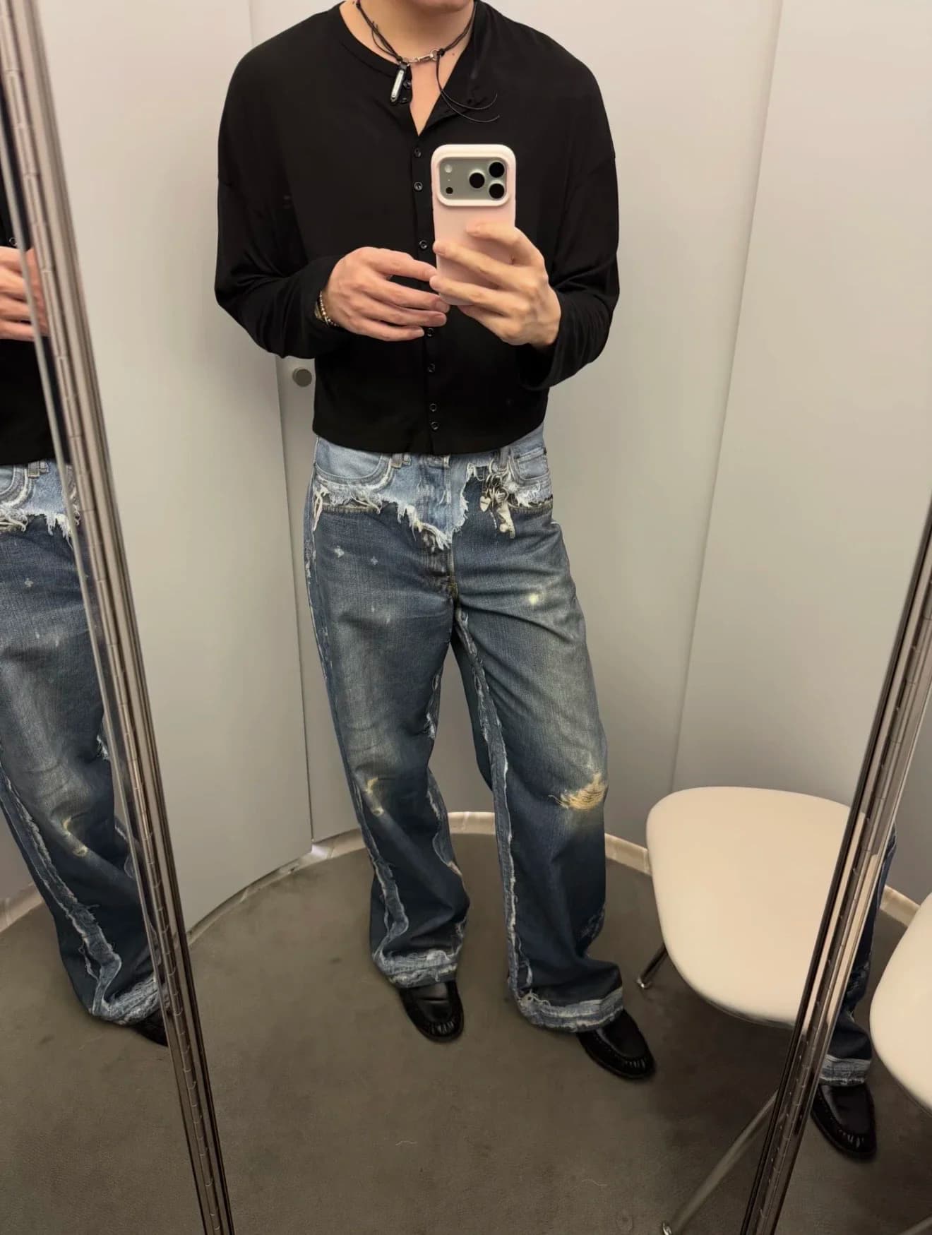 Sa Made Blue Denim Distressed Jeans