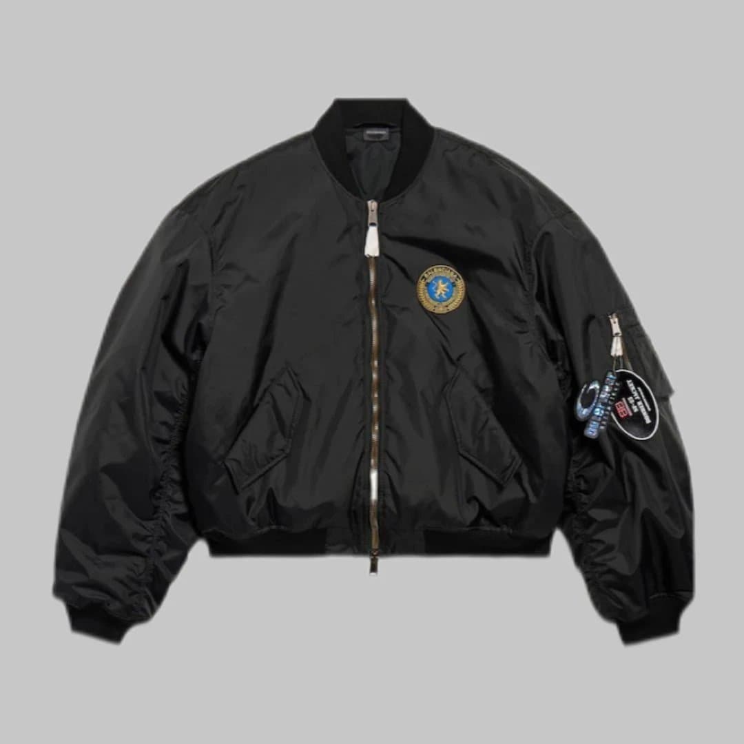 SA Made Black Nylon Bomber Jacket