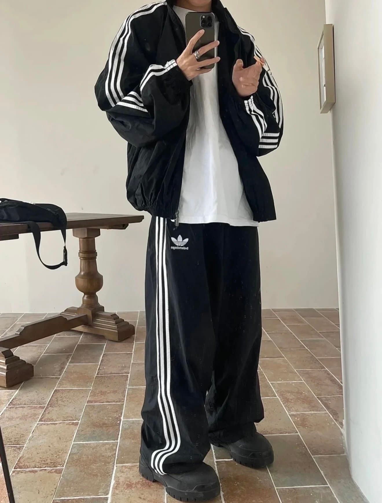 SA Made Black Nylon Track Jacket