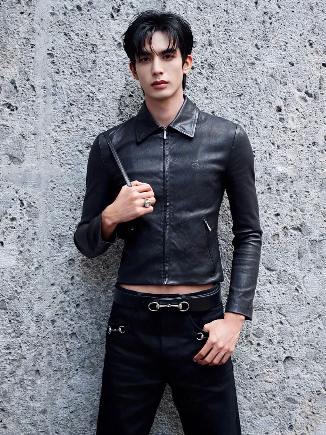Sa Made Black Leather Zip Jacket