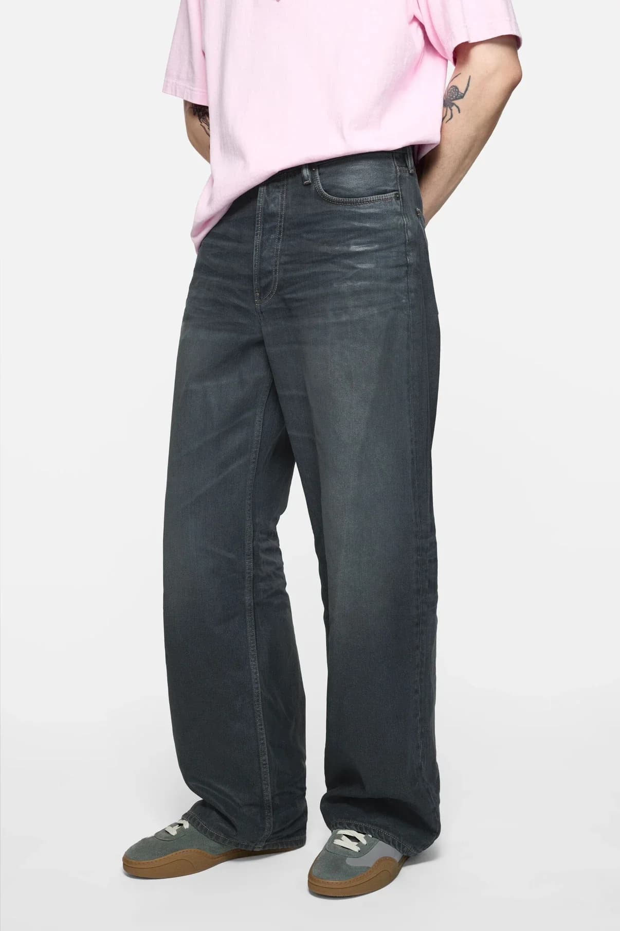 SA Made Charcoal Washed Denim Loose Jeans