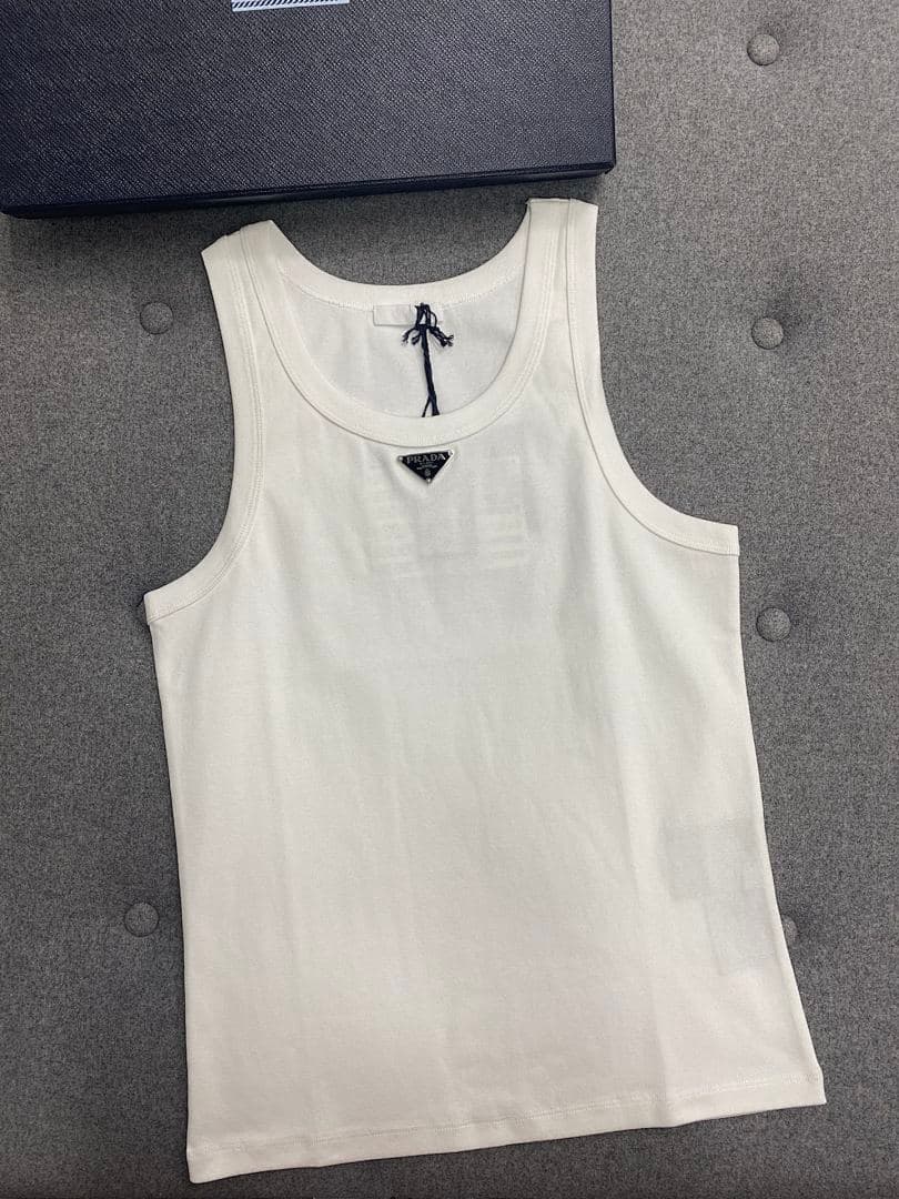 White Ribbed Scoop Neck Tank Top