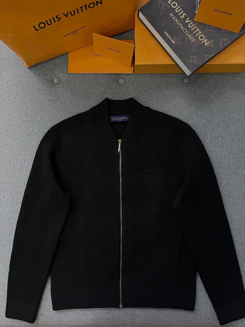 Black Quilted Full-Zip Bomber Jacket