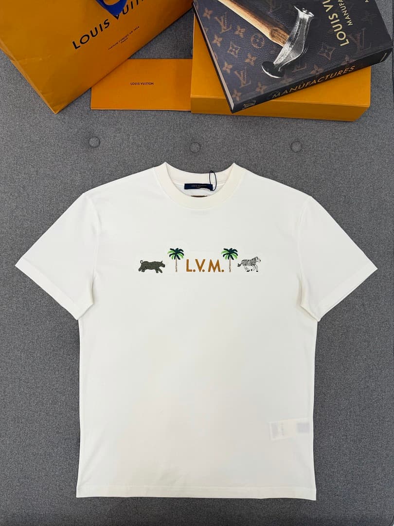 White Graphic Palm Tree Crew Neck T-Shirt