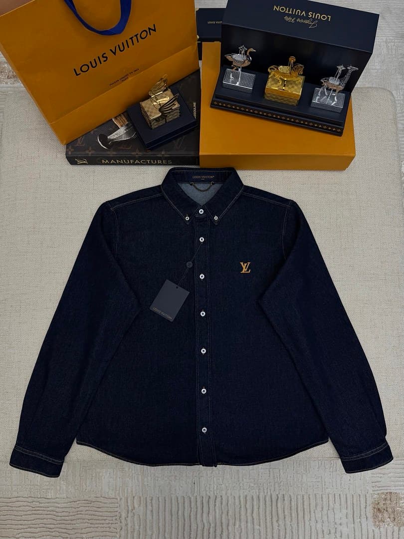 Louis Vuitton Dark Blue Denim Button-Down Shirt
