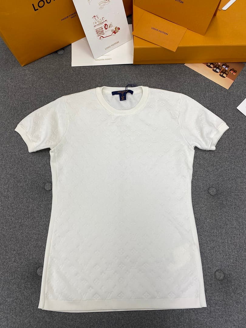 White Tonal Monogram Short-Sleeve T-Shirt