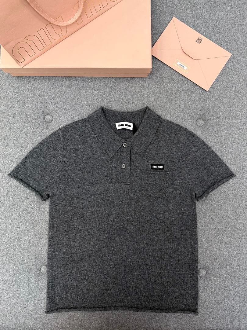 Dark Grey Knit Polo Shirt