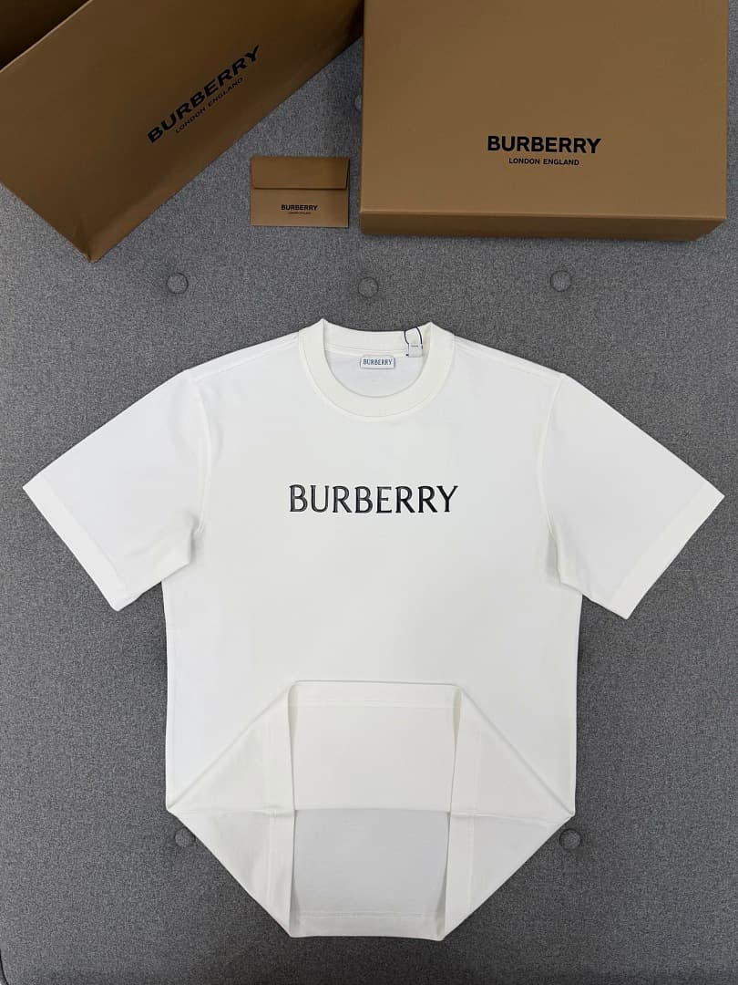 Burberry White Logo Print T-Shirt