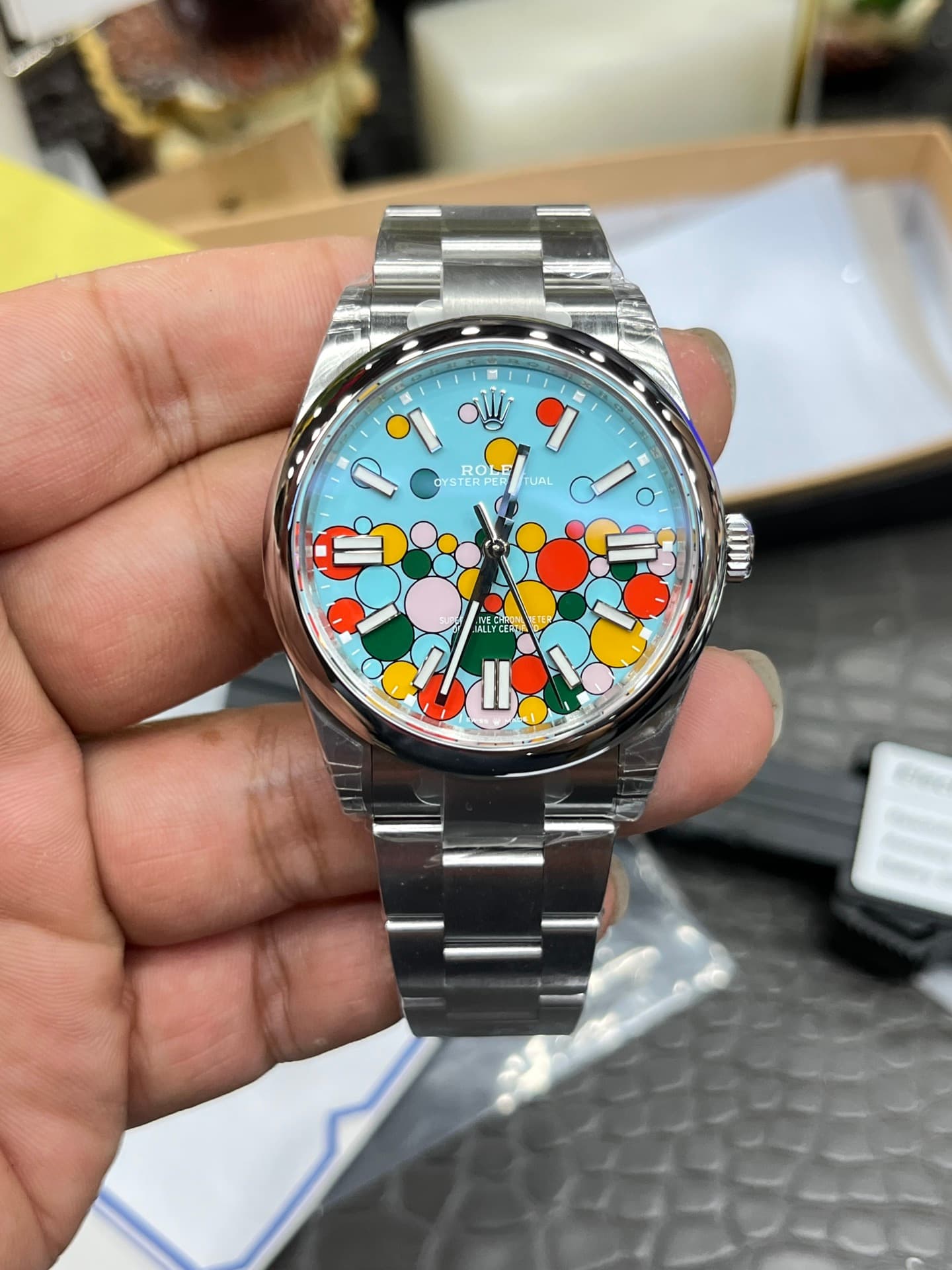 Rolex Oyster Perpetual 36mm “Celebration Bubble” Motif Dial Smooth Bezel Oyster Bracelet (126000) 1:1 Super Clone – DD3230 Movement