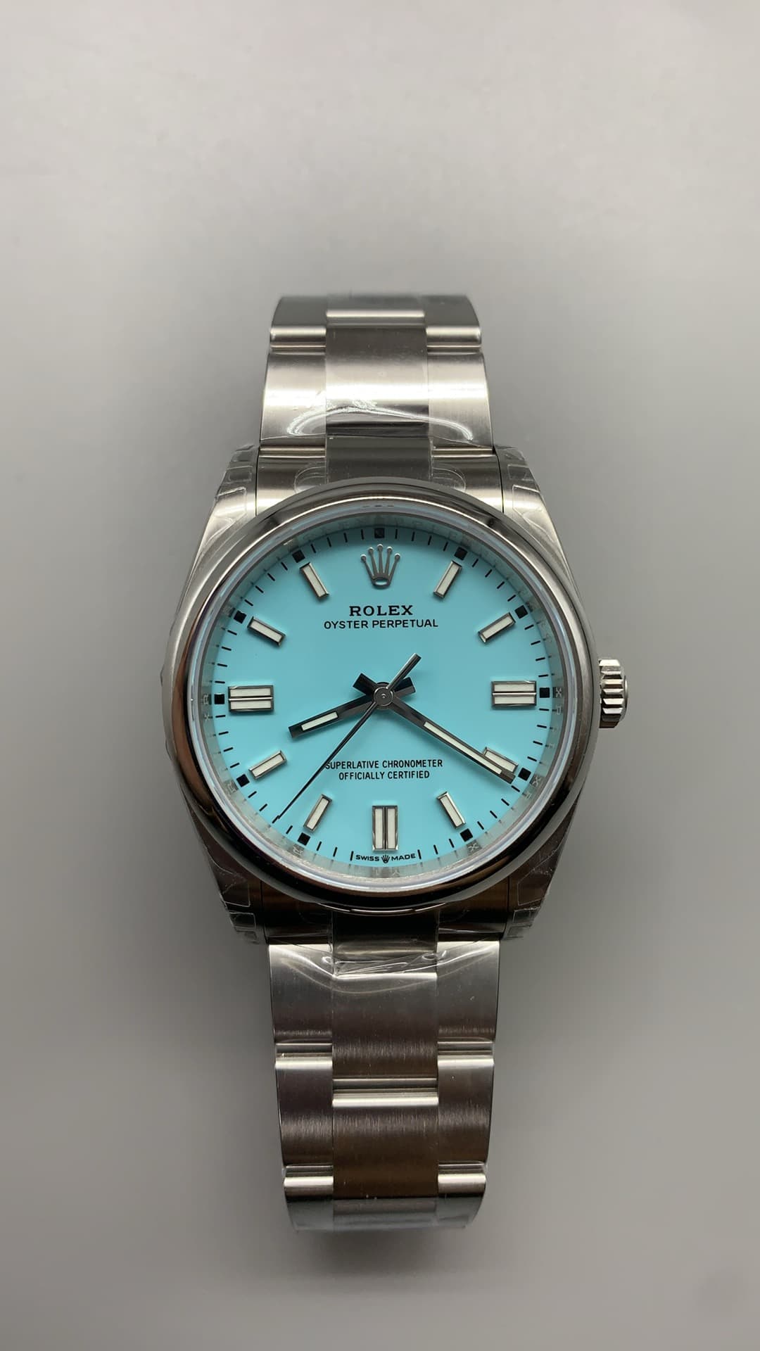 Rolex Oyster Perpetual 36mm Turquoise “Tiffany” Blue Dial Smooth Bezel Oyster Bracelet (126000) 1:1 Super Clone – DD3230 Movement