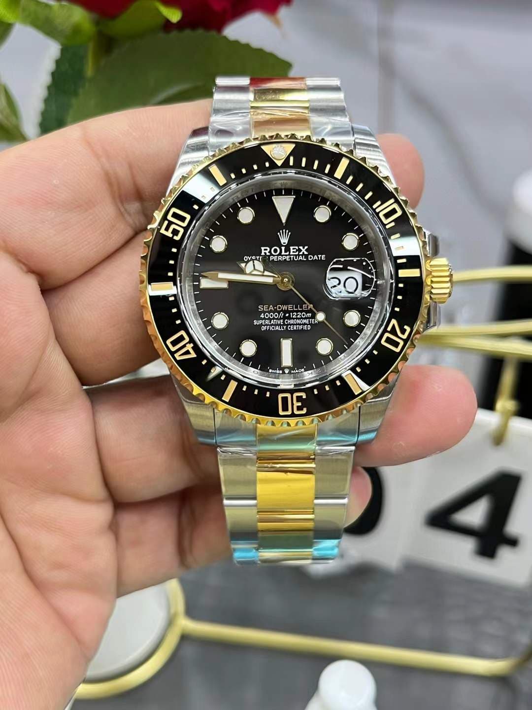 Rolex Sea-Dweller 43mm Two-Tone Yellow Gold Black Dial Ceramic Bezel Oyster Bracelet (126603) 1:1 Super Clone – DD3235 Movement