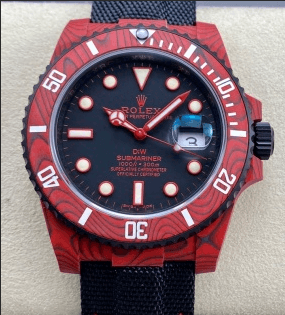 Rolex Submariner Date “DiW Red Devil” Layered Red Carbon (Custom Edition) 1:1 Super Clone – DD3135 Movement