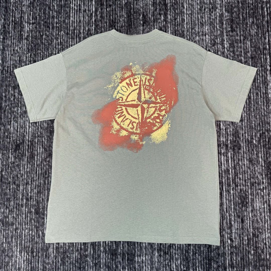 Stone Island Green Cotton Graphic Print T Shirt
