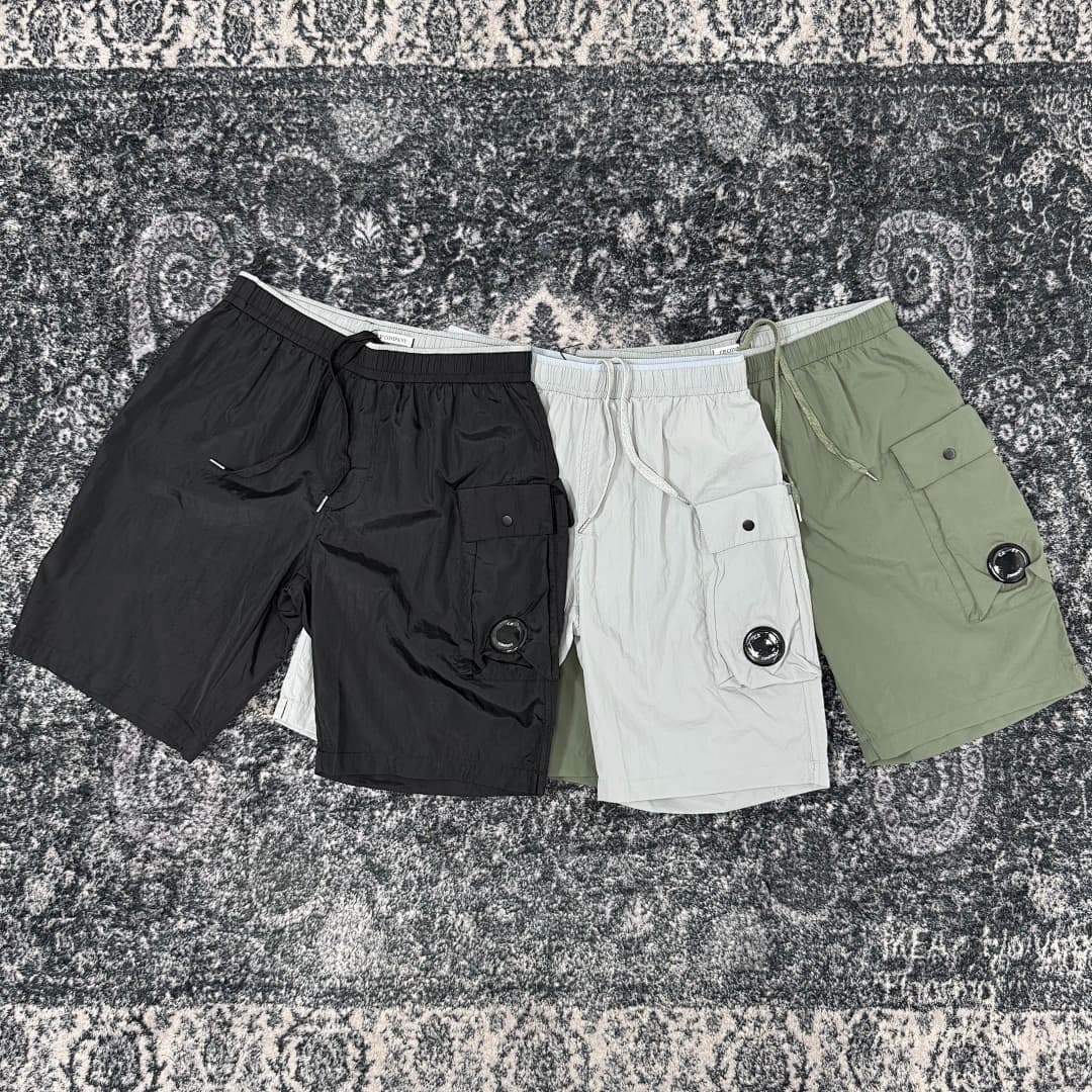 Cp Company Green Nylon Cargo Shorts