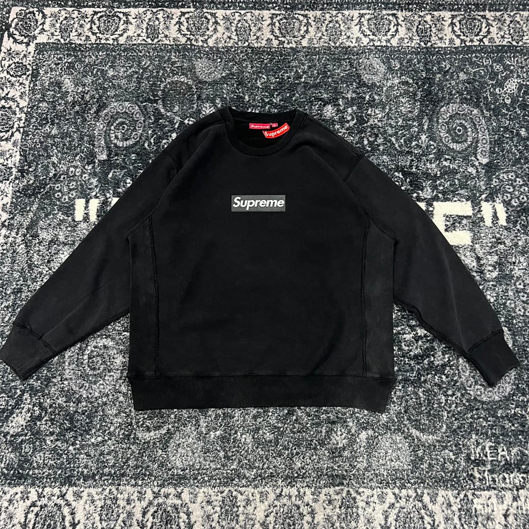 Supreme Black Cotton Fleece Crewneck Sweatshirt